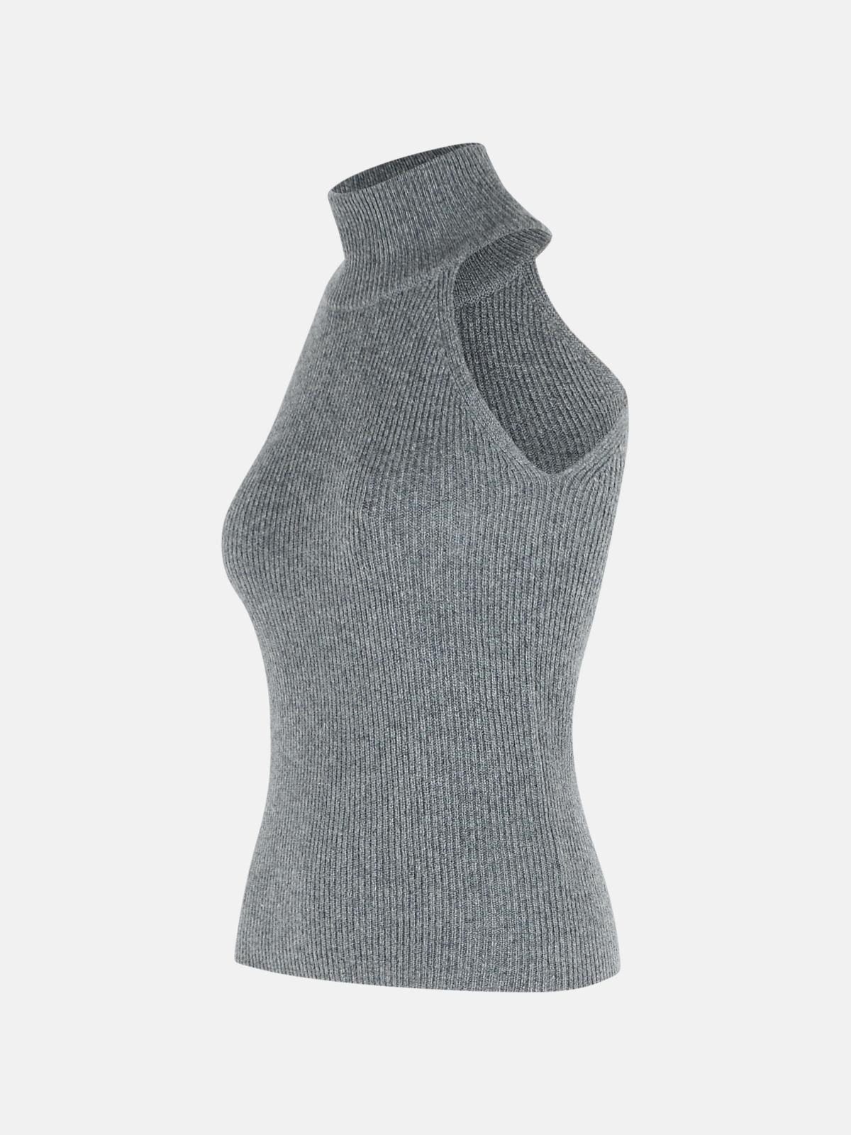 'FREYA' GRAPHITE CASHMERE TOP - 2