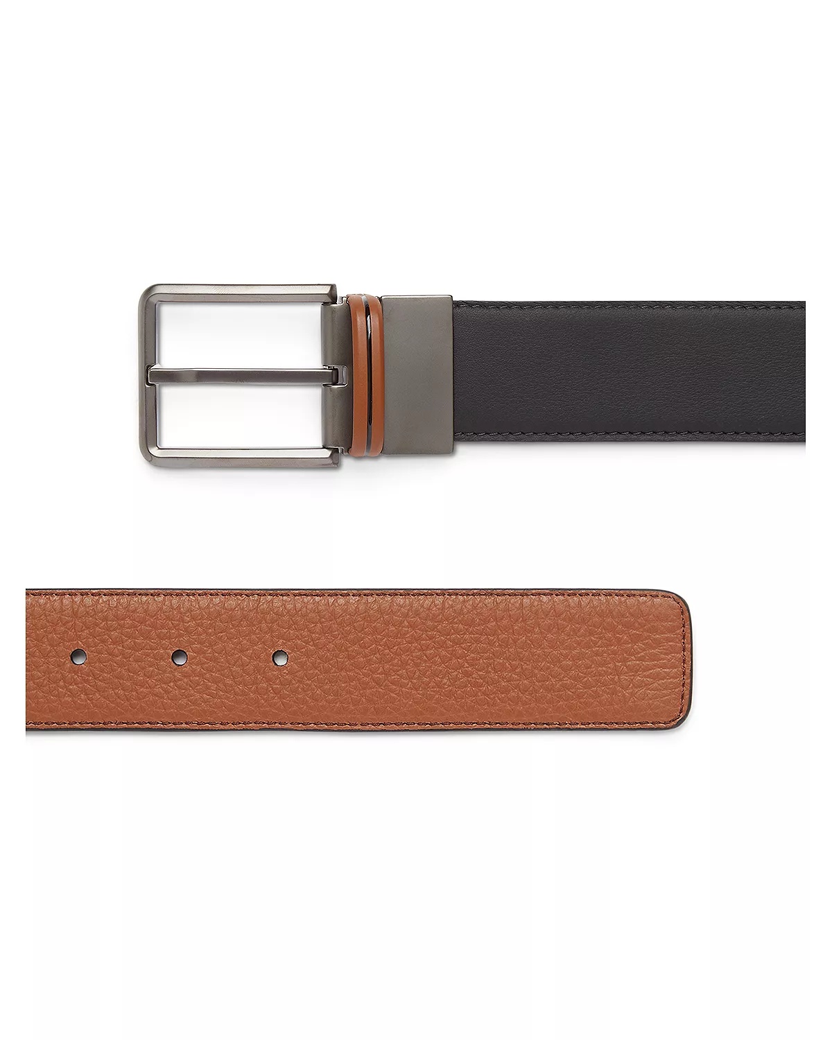 Men's Vicuna Color Grained Reversible Leather Belt - 3