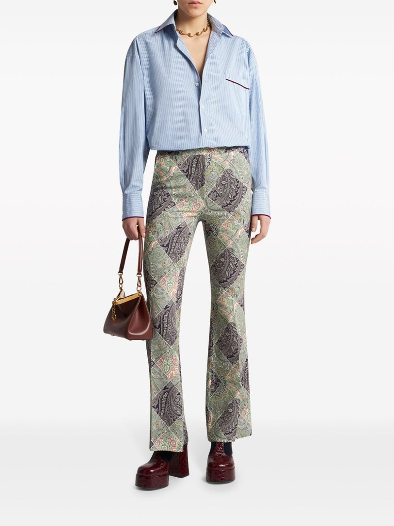 Etro flared printed cady trousers outlook