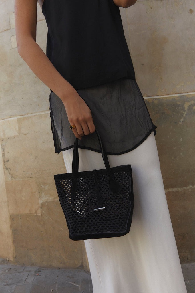 SPROUT TOTE MINI BLACK CROCHET - 2
