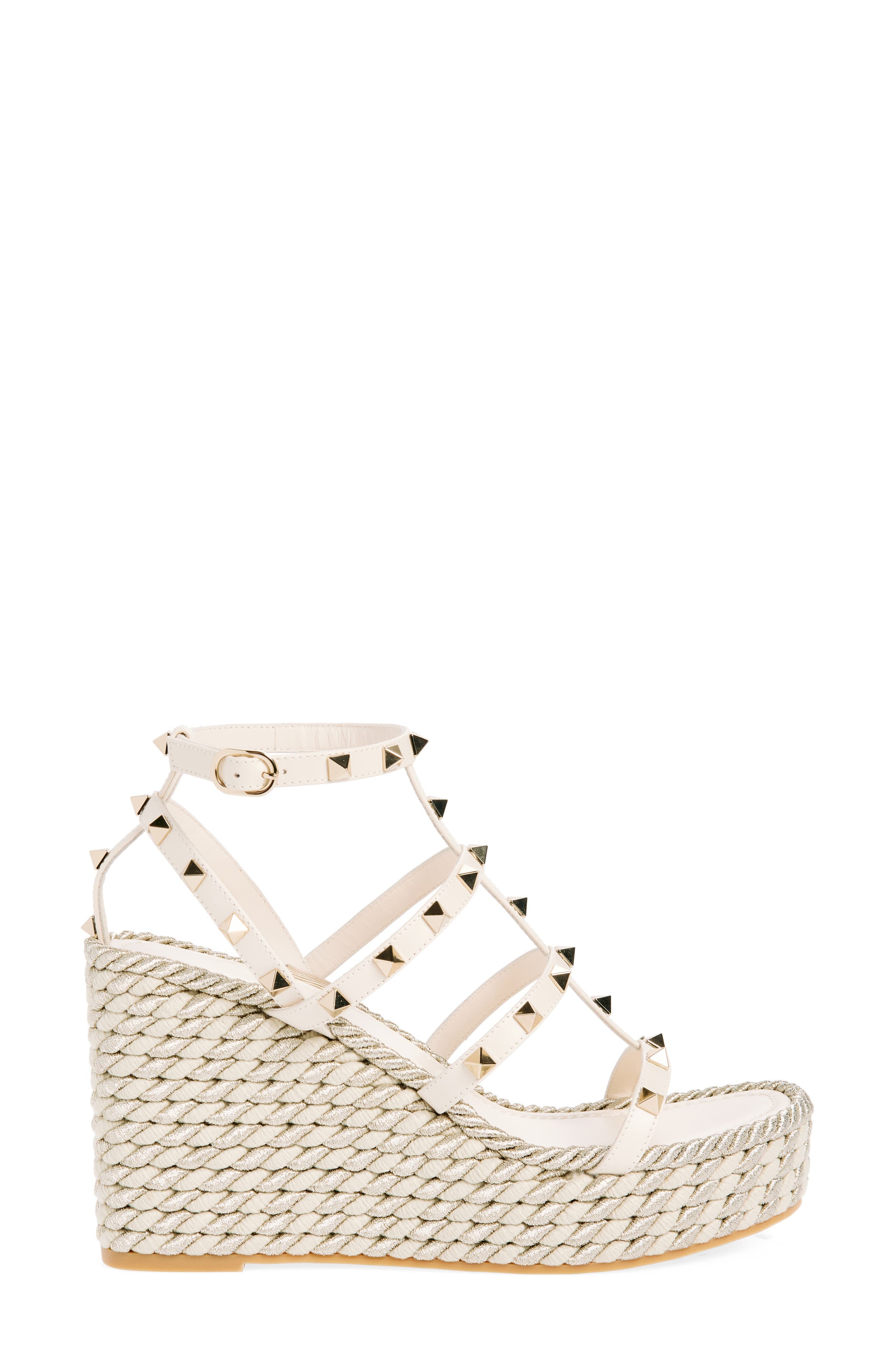 Valentino Garavani Rockstud Torchon Wedge Sandal in Light Ivory at Nordstrom - 3