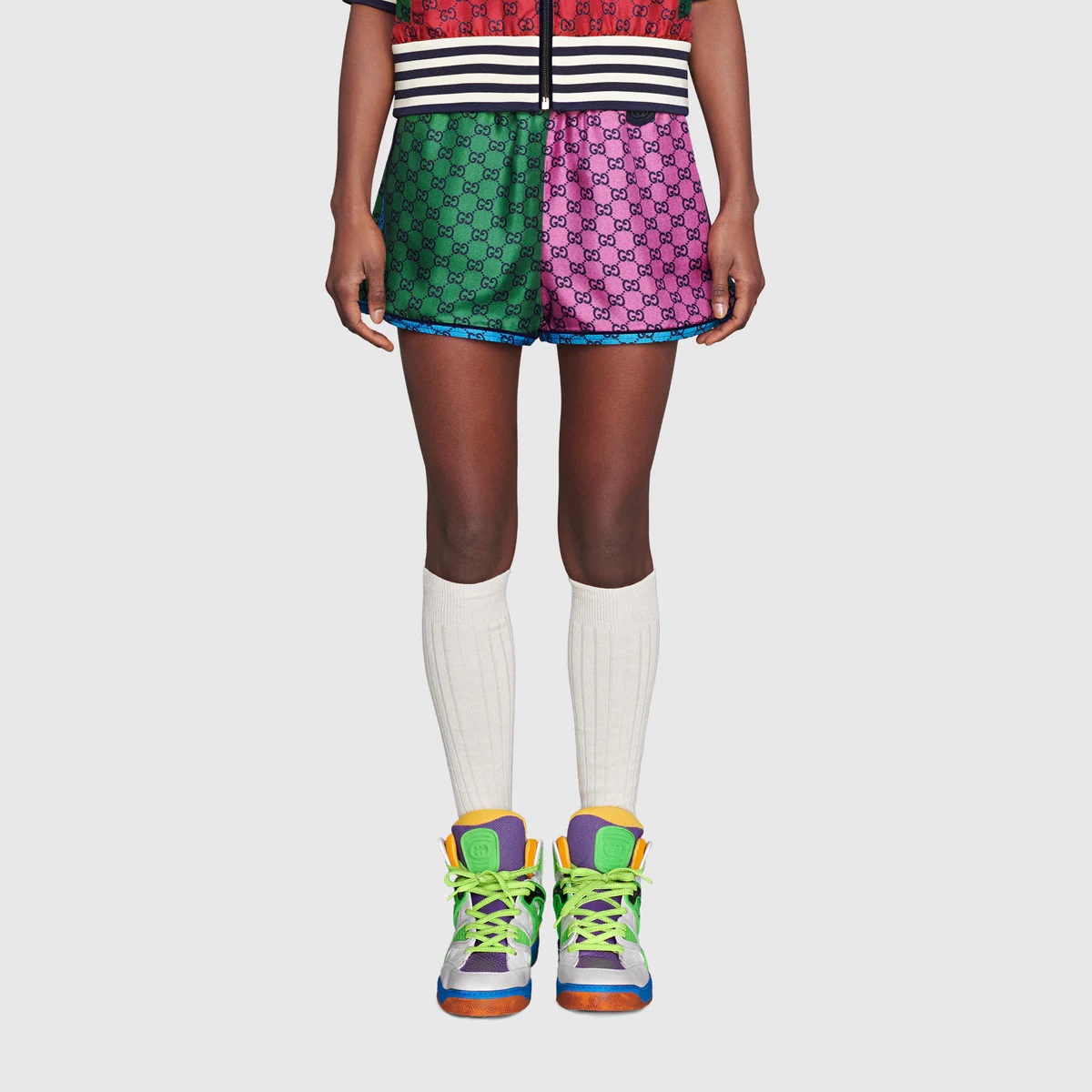 GG Multicolor silk twill shorts - 3