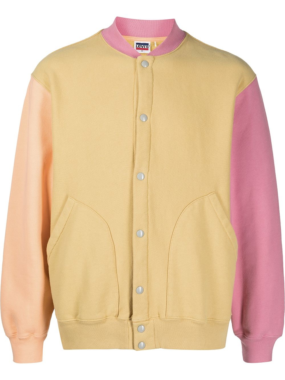 fleece colour-block bomber jacket - 1