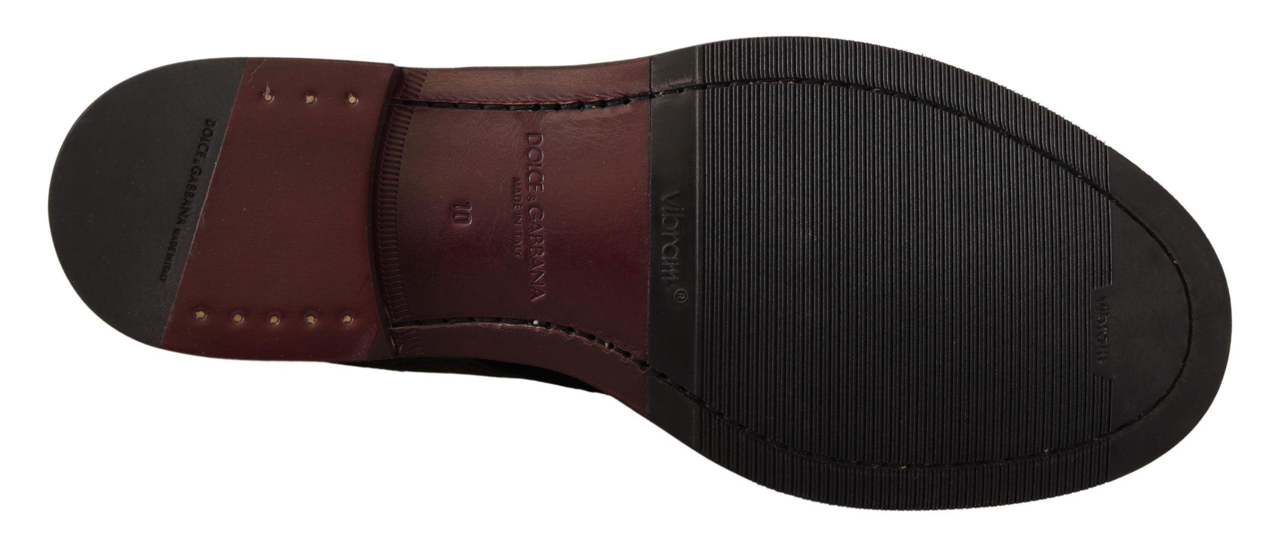 Dolce & Gabbana Black Velvet Exotic Leather Shoes - 5