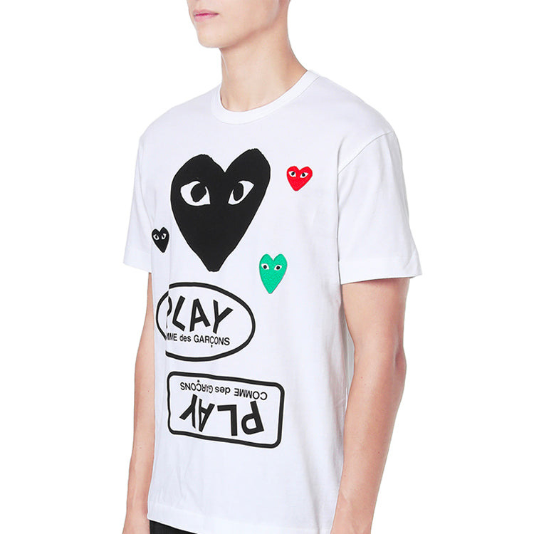 COMME des GARCONS PLAY Multi Heart T-Shirt 'White Black' AZ-T282-051-1 - 3