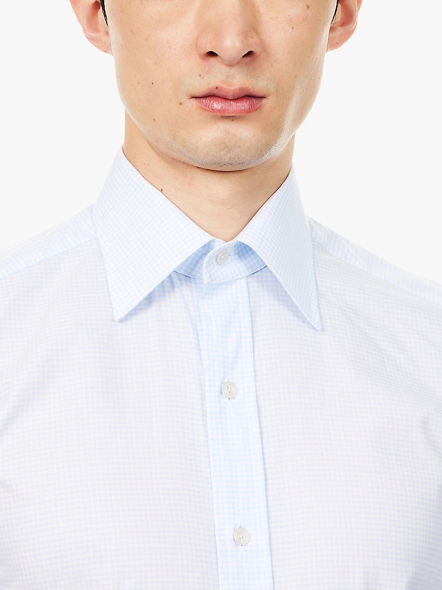 Gingham-print slim-fit cotton shirt - 5