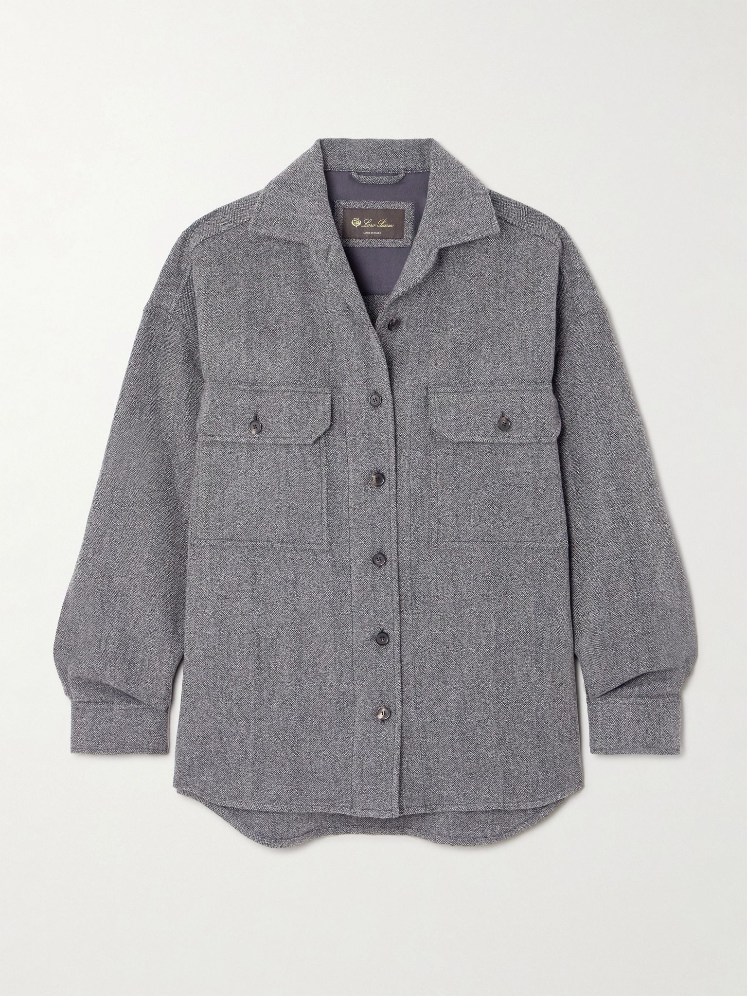 Darby linen, wool and cashmere-blend shirt Gray - 1