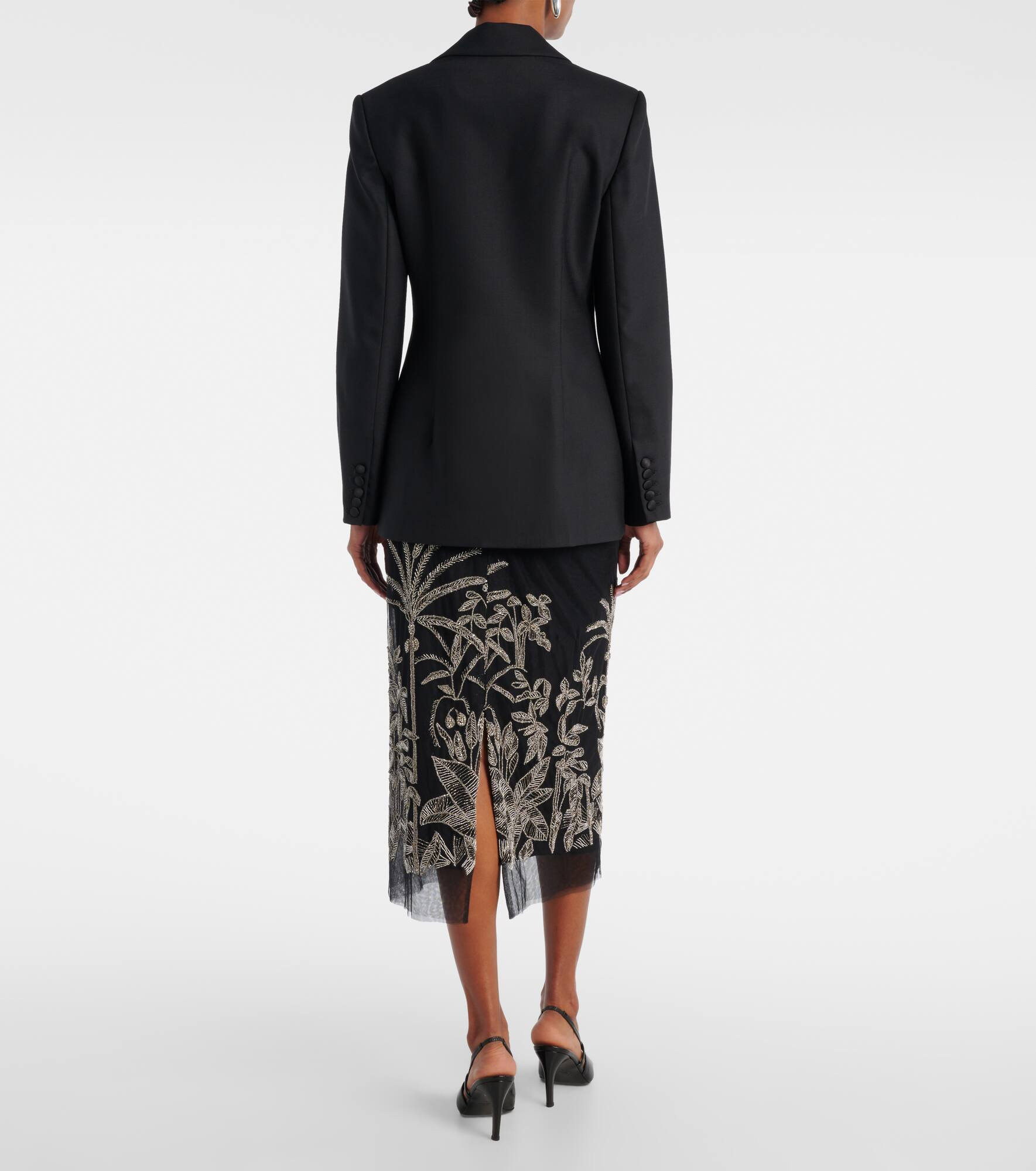 Lesia embellished wool-blend blazer - 3