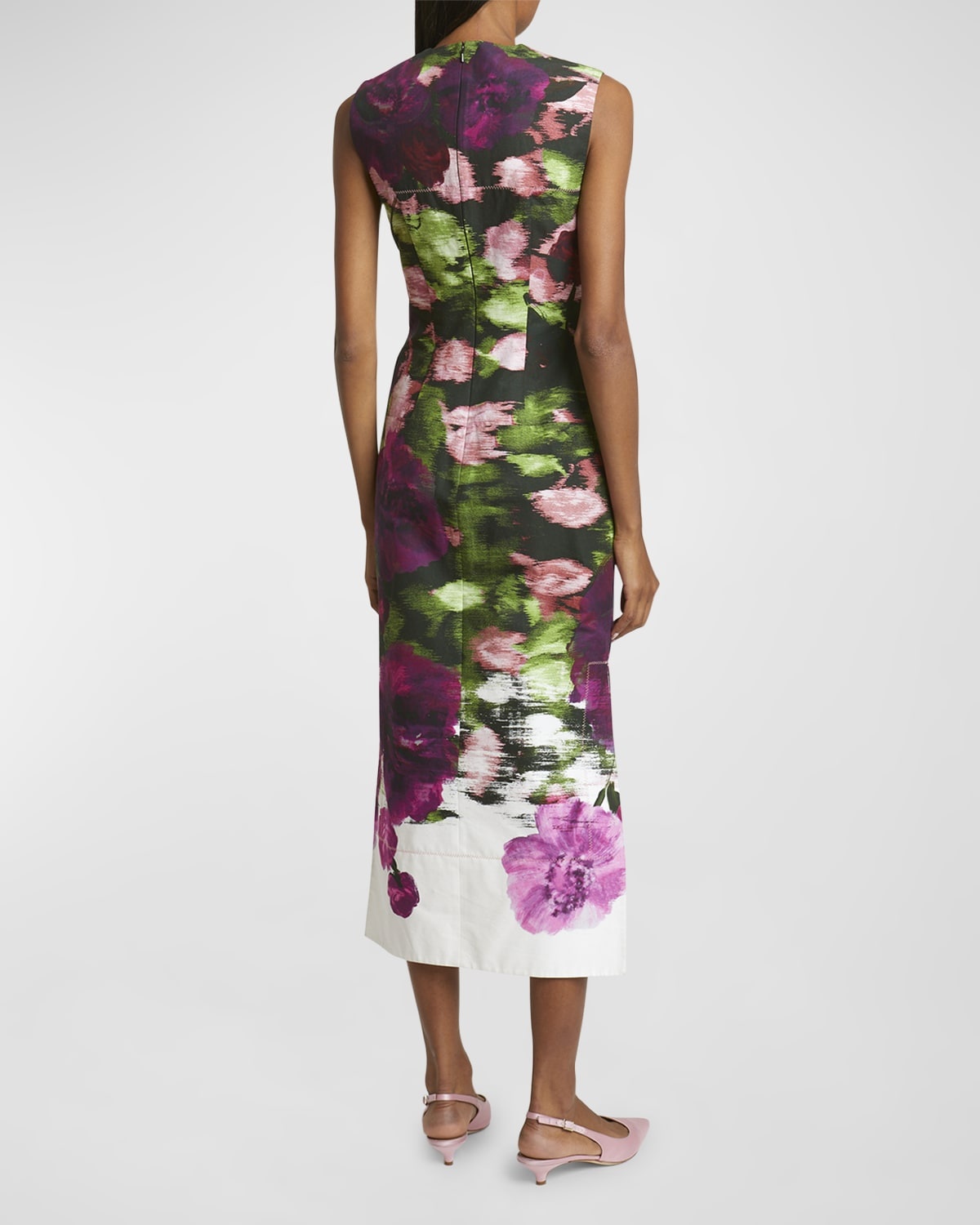 Abstract Floral Midi Pencil Dress - 6