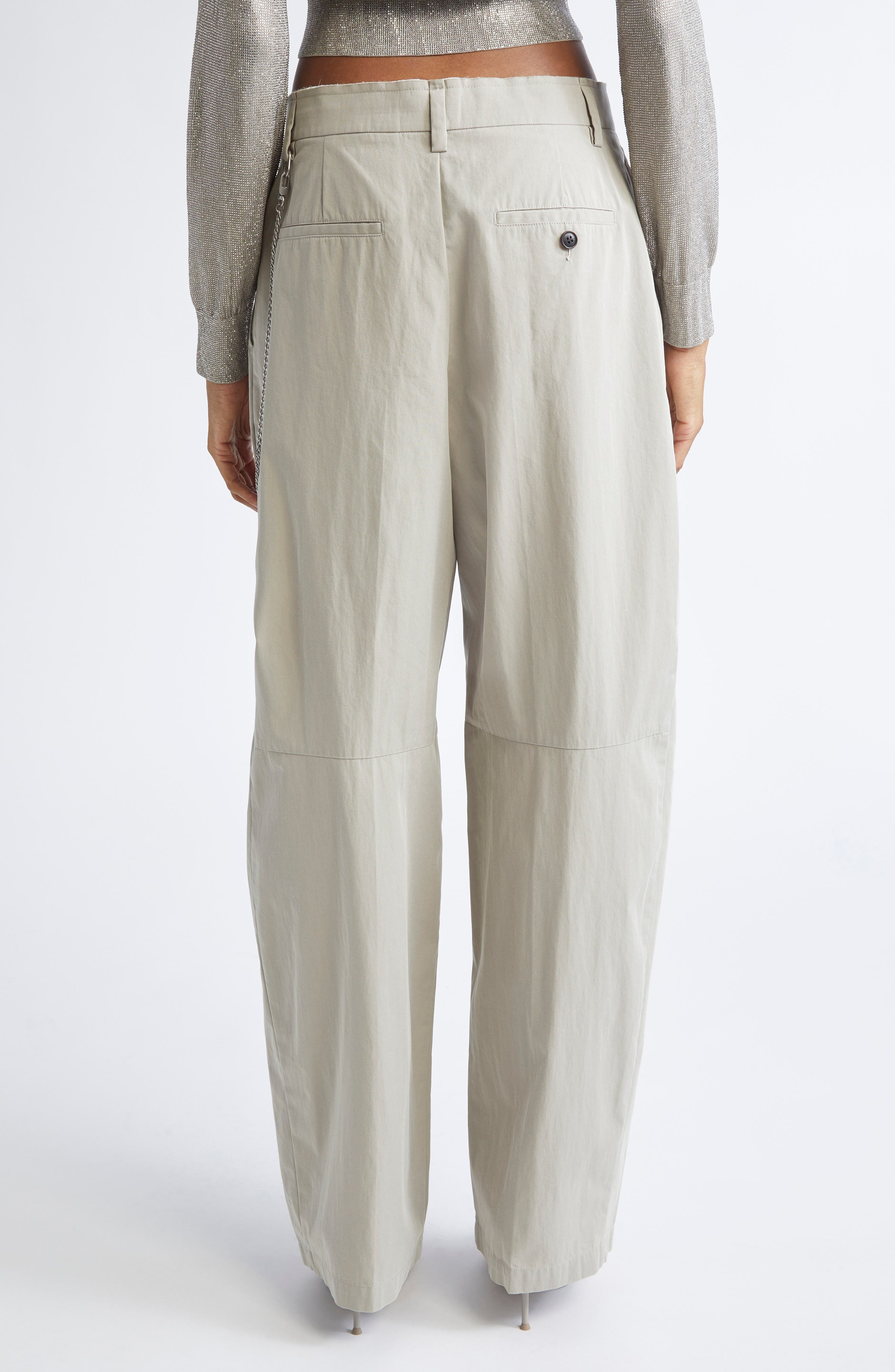 Alexander Wang Pleated Balloon Leg Trousers with Detachable Chain Detail in Stone at Nordstrom - 3