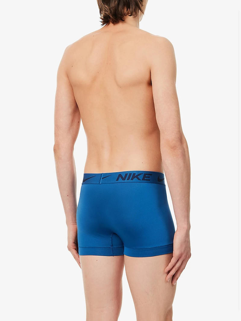 Logo-waistband pack of three stretch-recycled polyester trunks 3