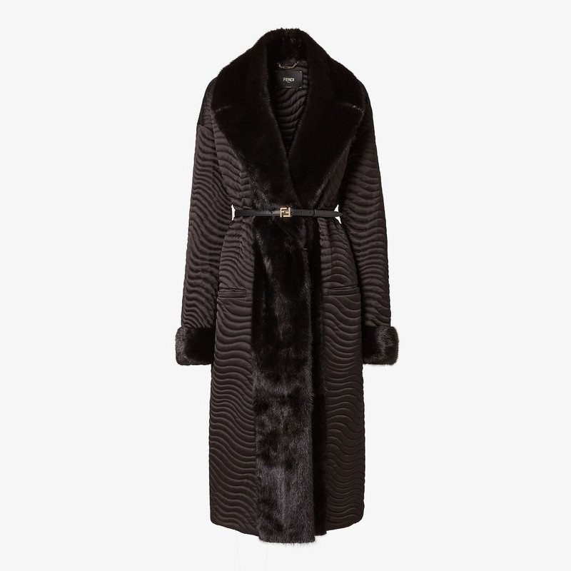 Coat Black satin and mink coat 1