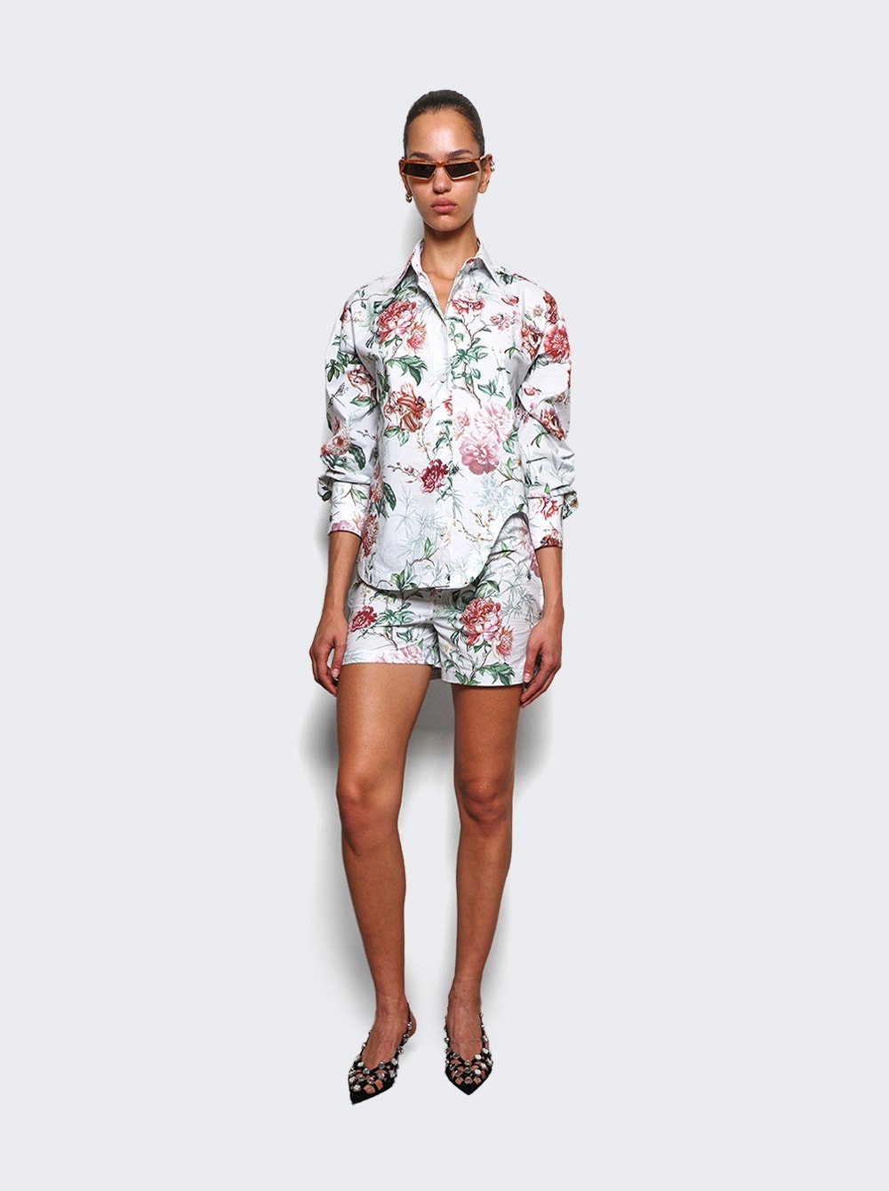 Floral Print Shorts Ivory - 2