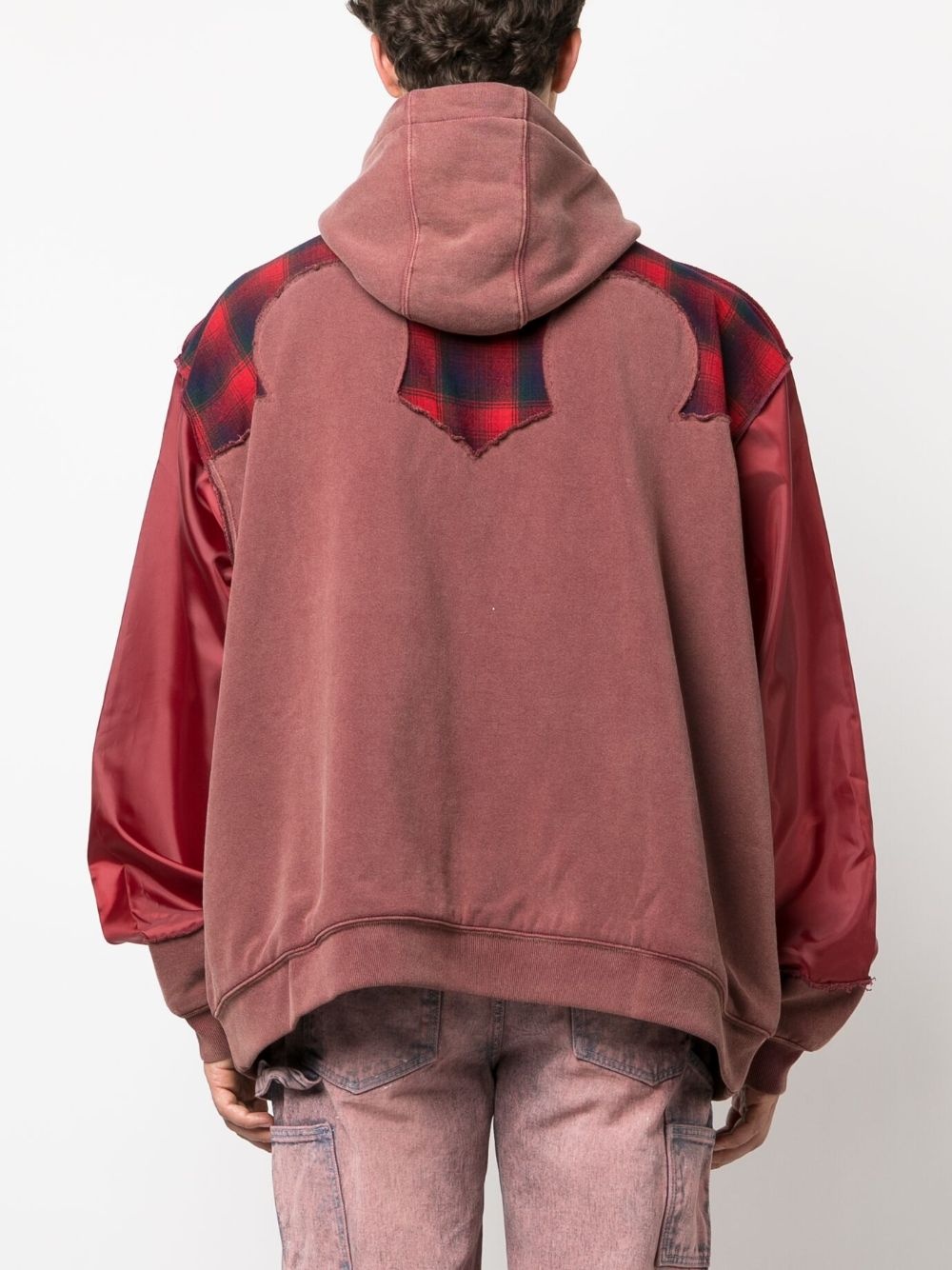 check-print wool hoodie - 4