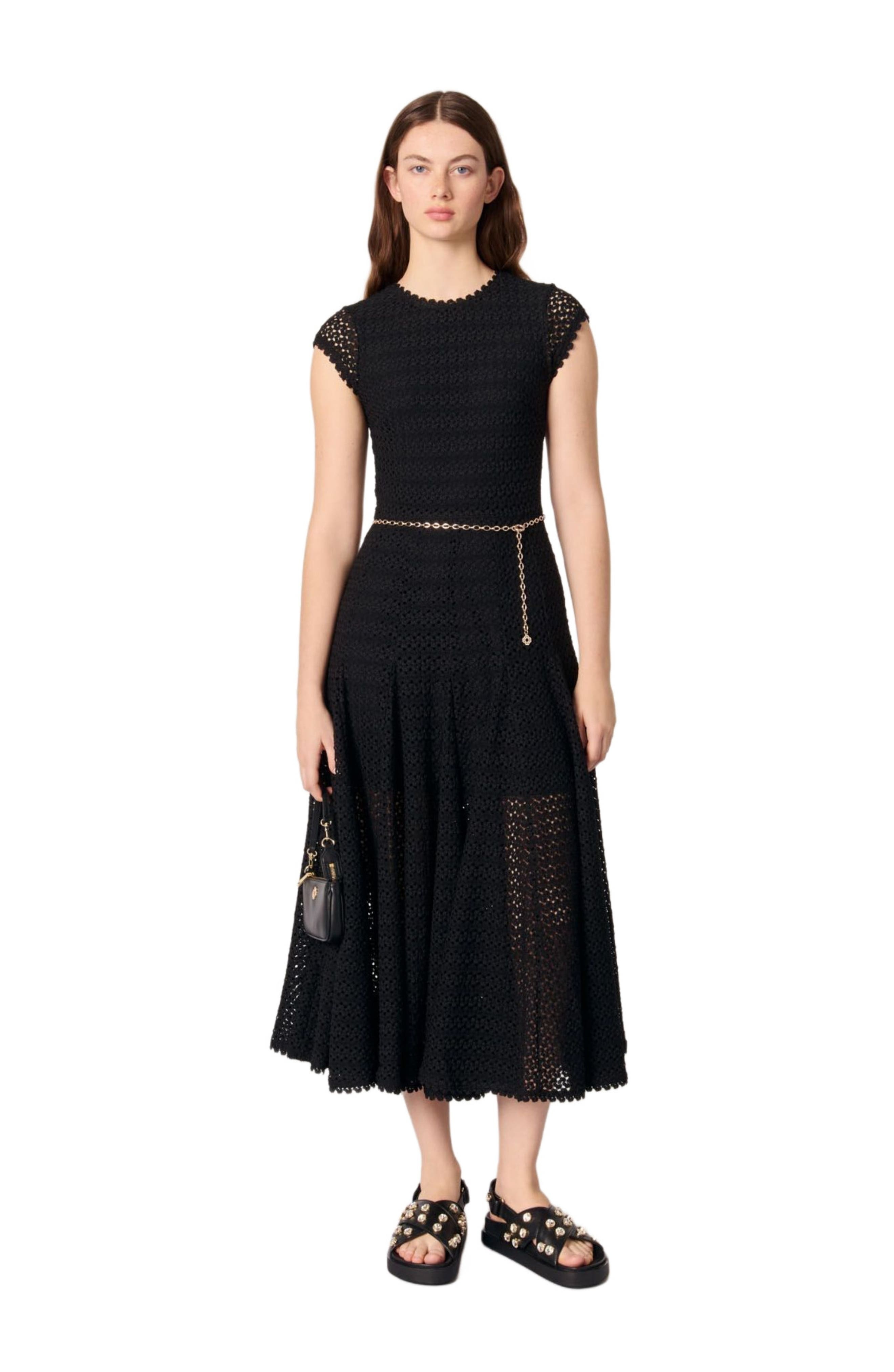 maje Crochet-knit maxi dress in Black at Nordstrom - 3