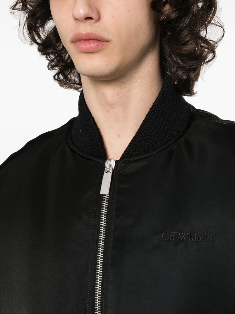 logo-embroidered padded bomber jacket - 5