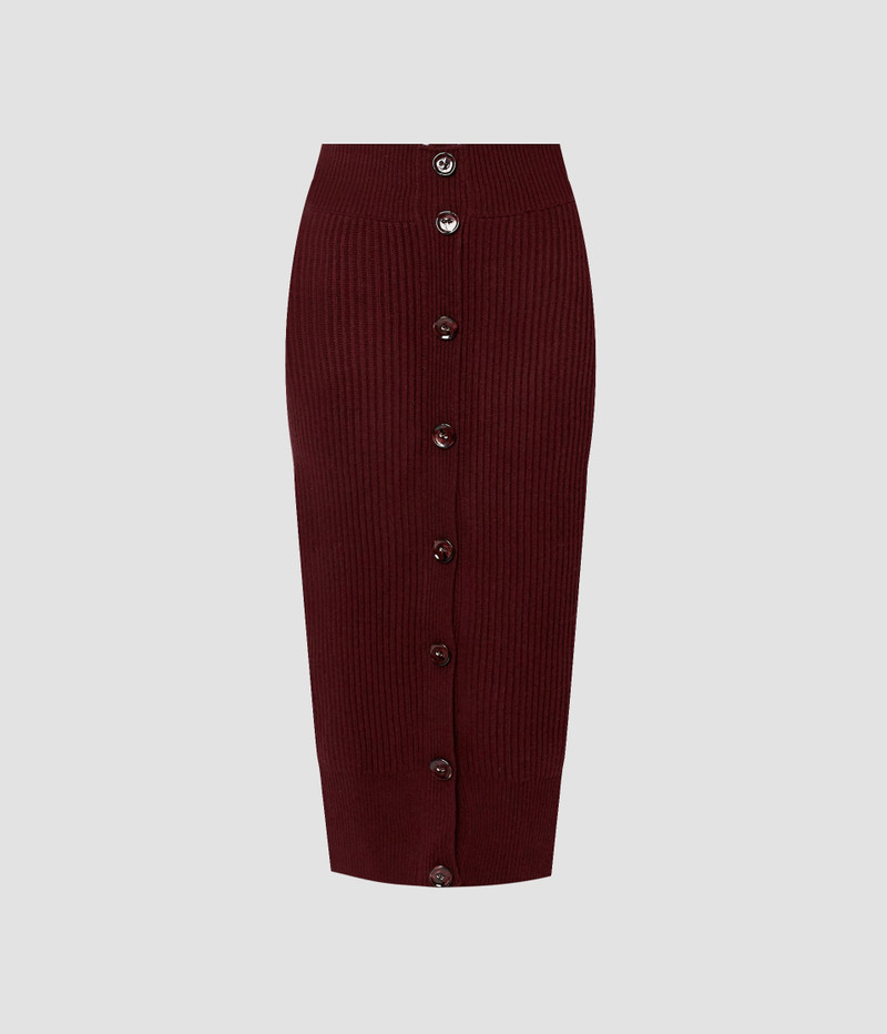 BUTTON DOWN PENCIL MIDI SKIRT - 1