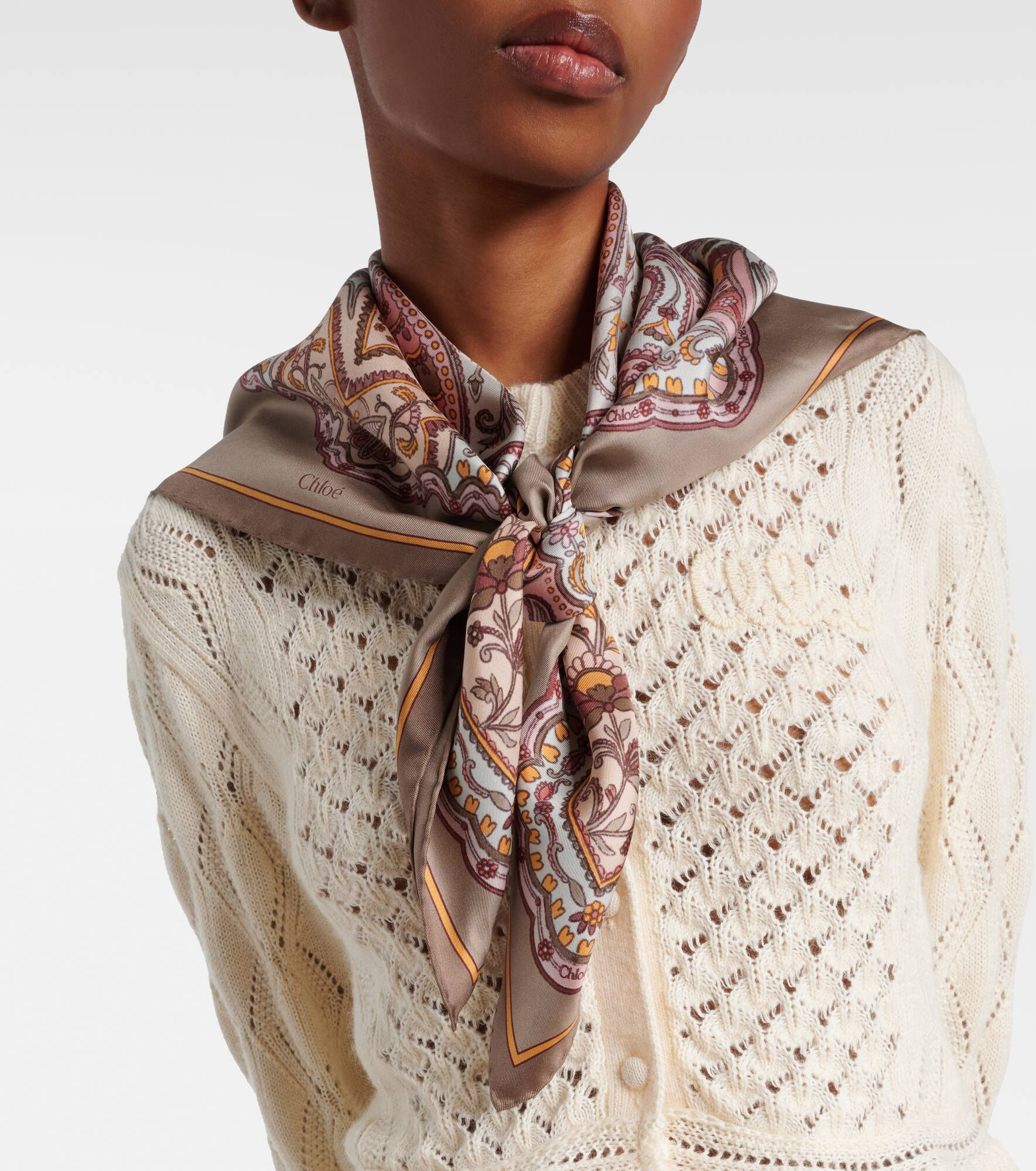 Paisley silk twill scarf - 2