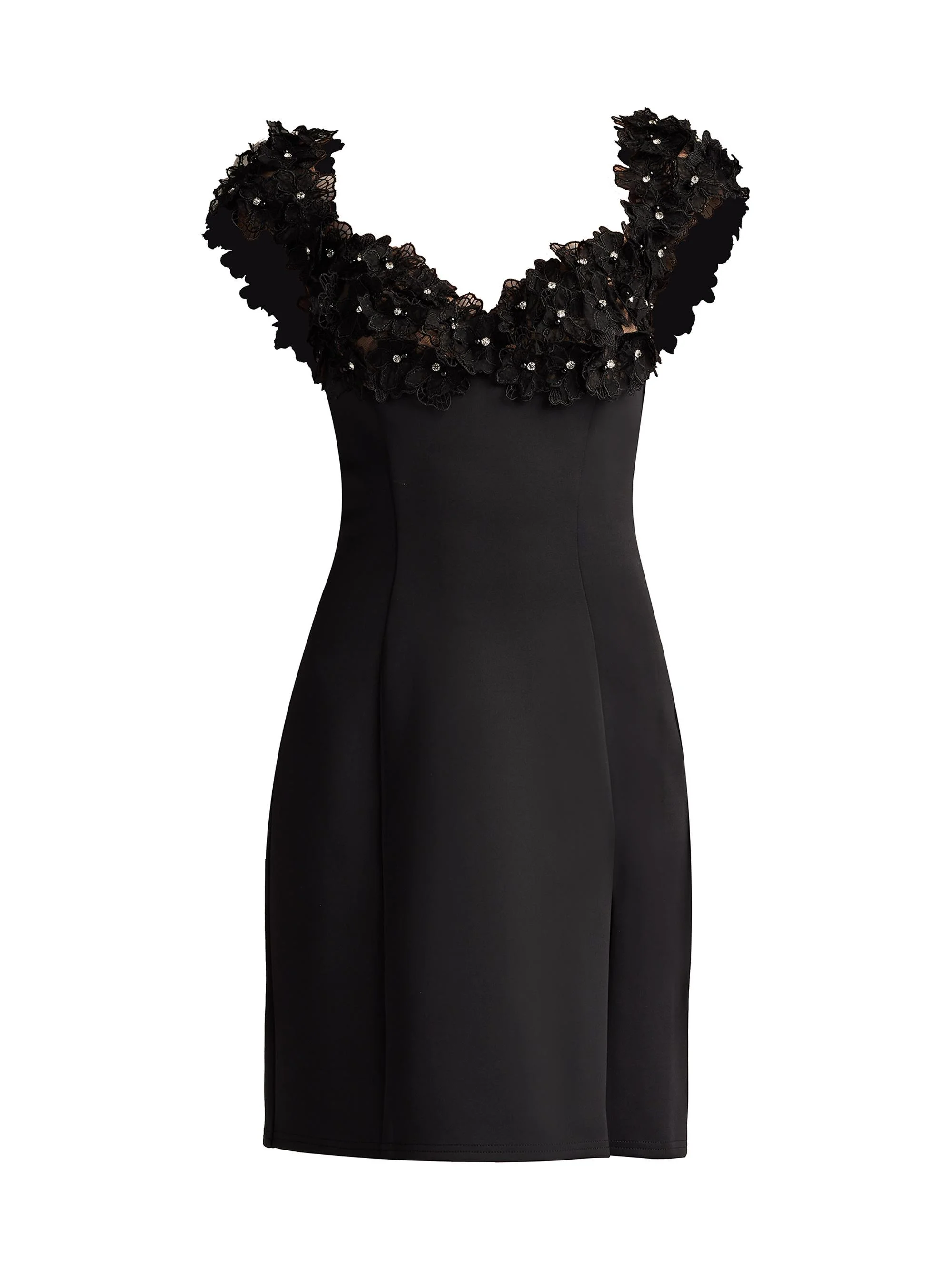 Women's Floral-Appliquéd Minidress - Black - 1