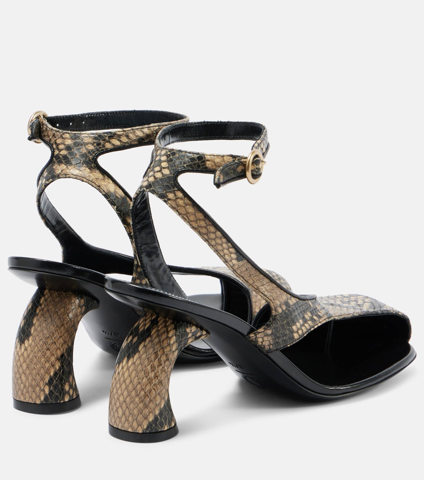 Snake-effect leather sandals - 2