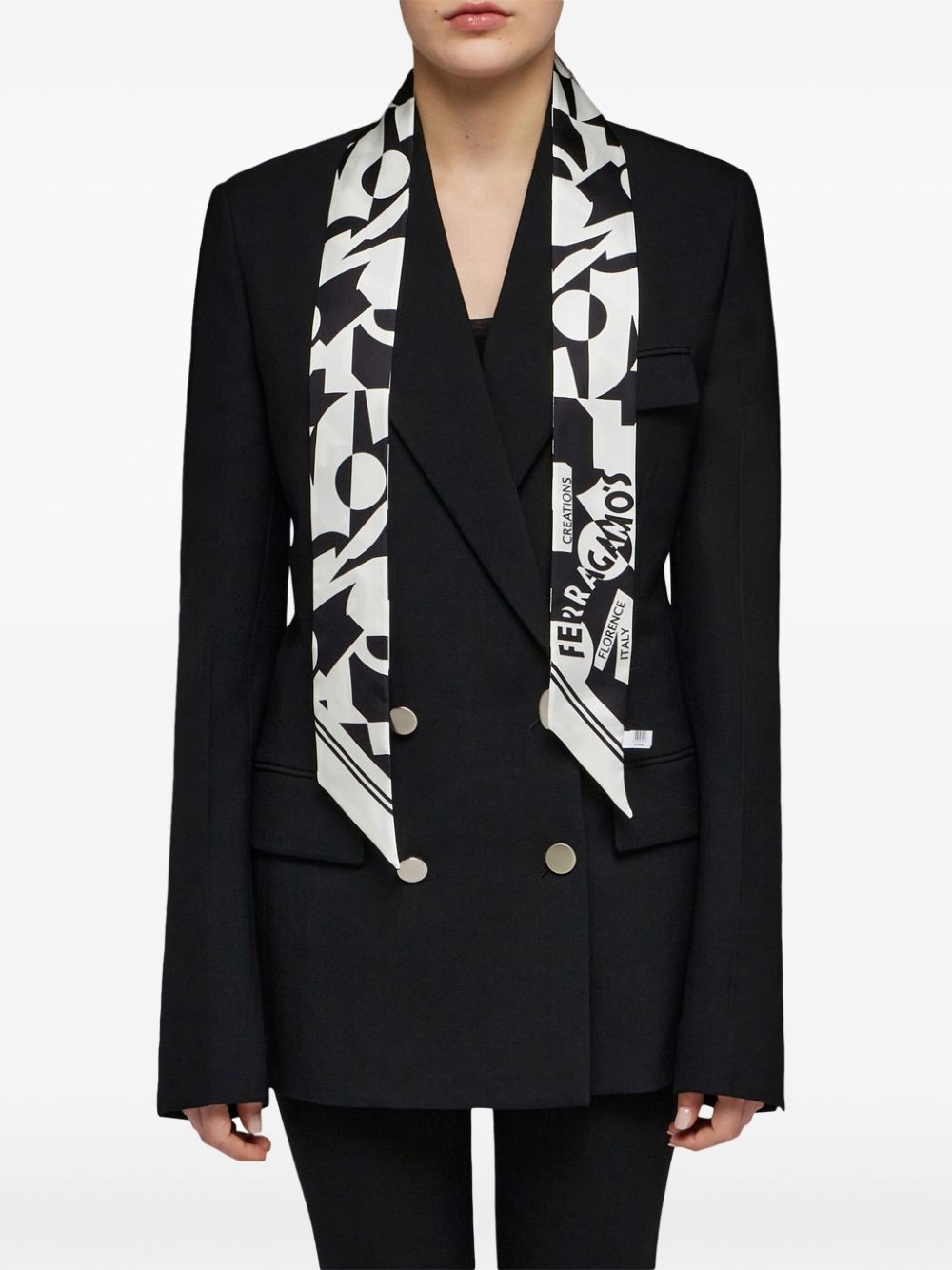 logo-print silk scarf - 3