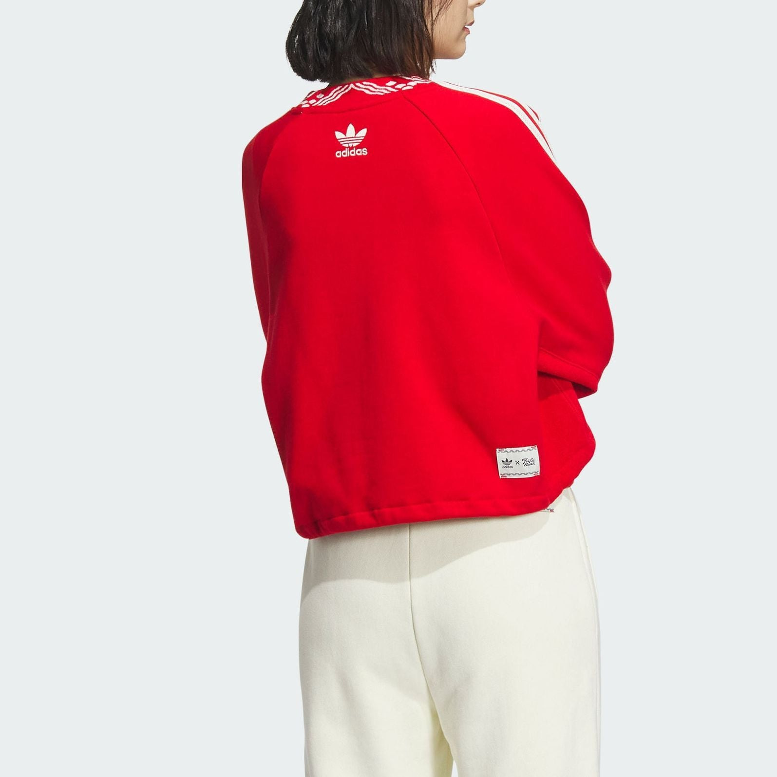 (WMNS) Adidas Originals Jacquard Rib Crewneck Sweatshirt 'Red' IX4228 - 4