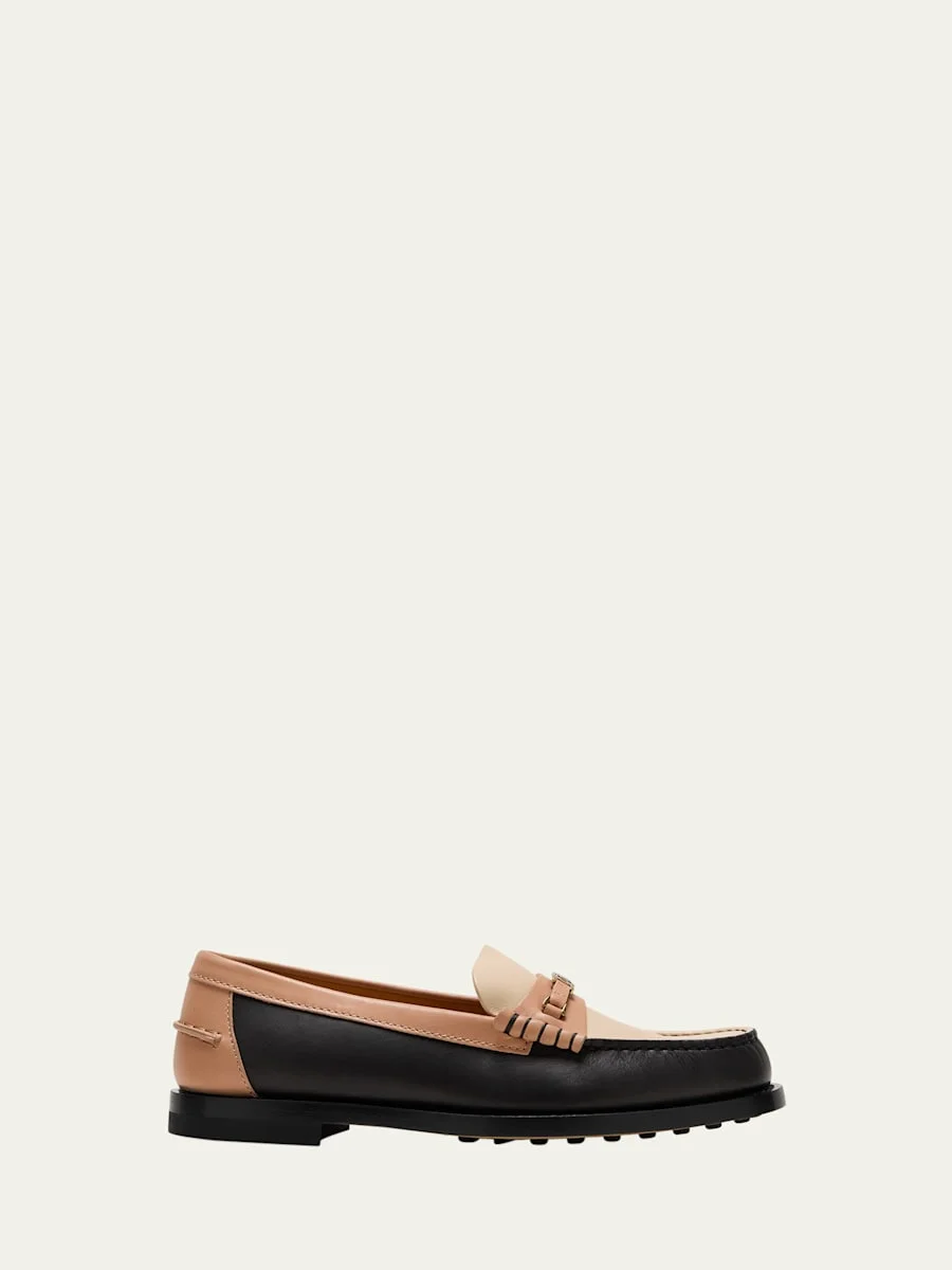 Gomma Colorblock Leather Chain Loafers - 1