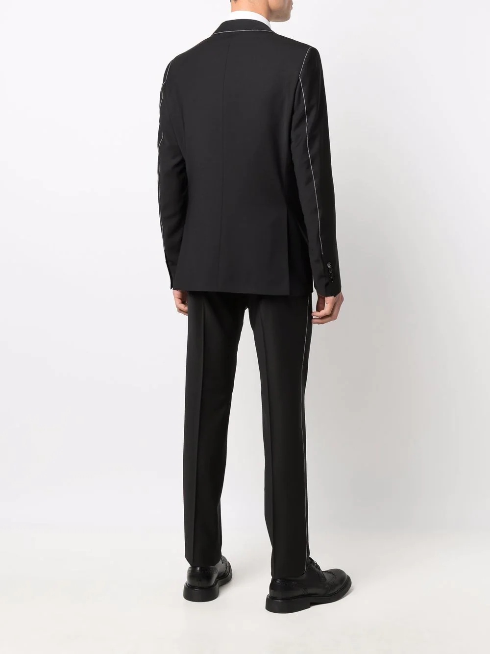 contrast-stitch single-breasted suit - 4