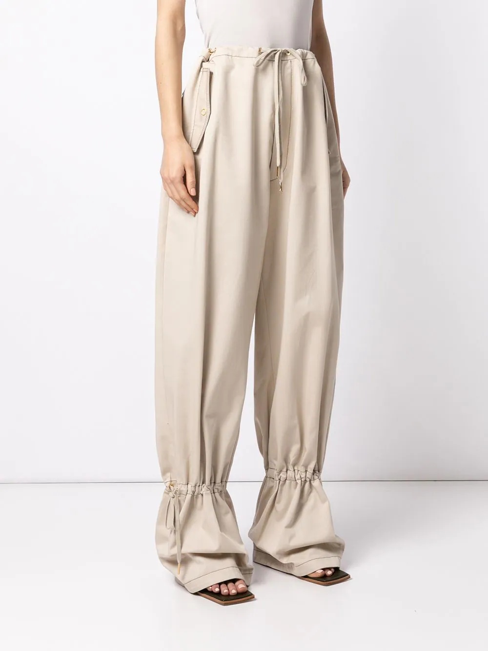 eyelet tie tapered trousers - 3