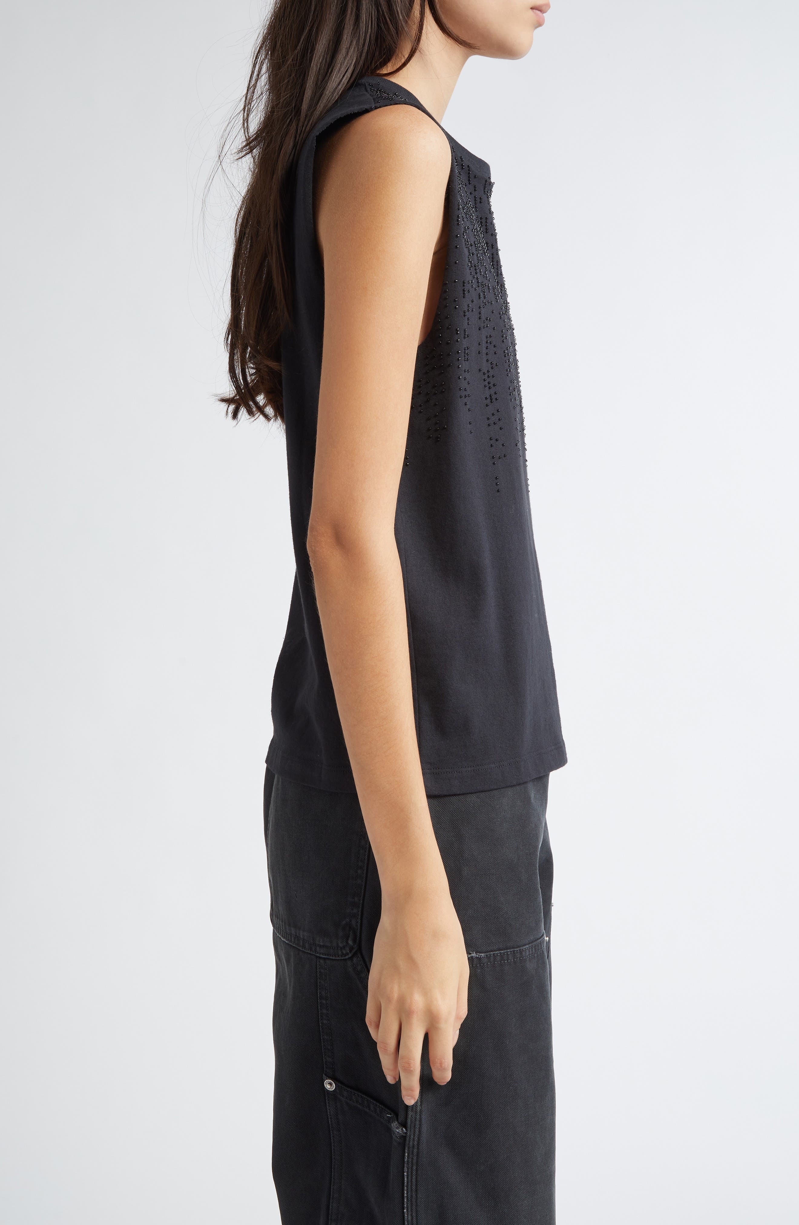 Golden Goose Journey Embellished Cotton Tank in Black at Nordstrom - 4