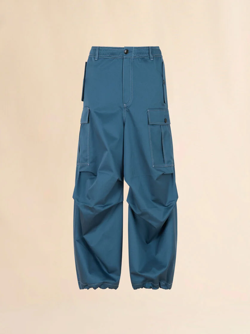 TURQUOISE WATER-REPELLENT GABARDINE WORKWEAR PANTS - 1