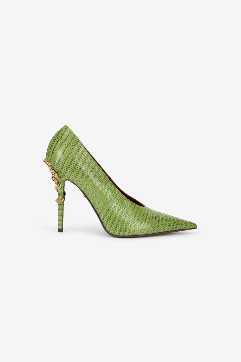Leather Pumps with Snake Detail 1