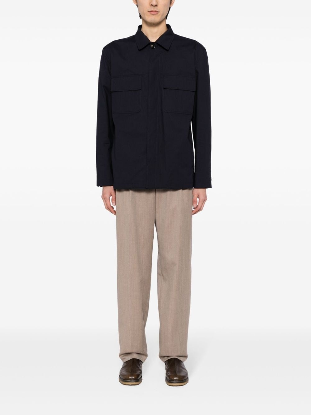 flap-pocket cotton shirt jacket - 2