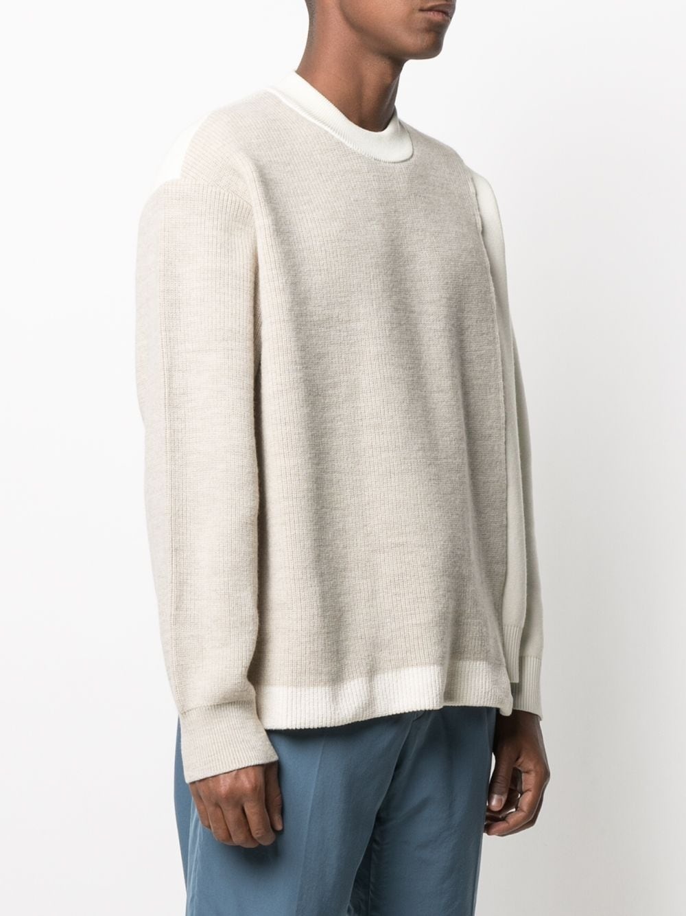 overlap crew neck jumper - 4