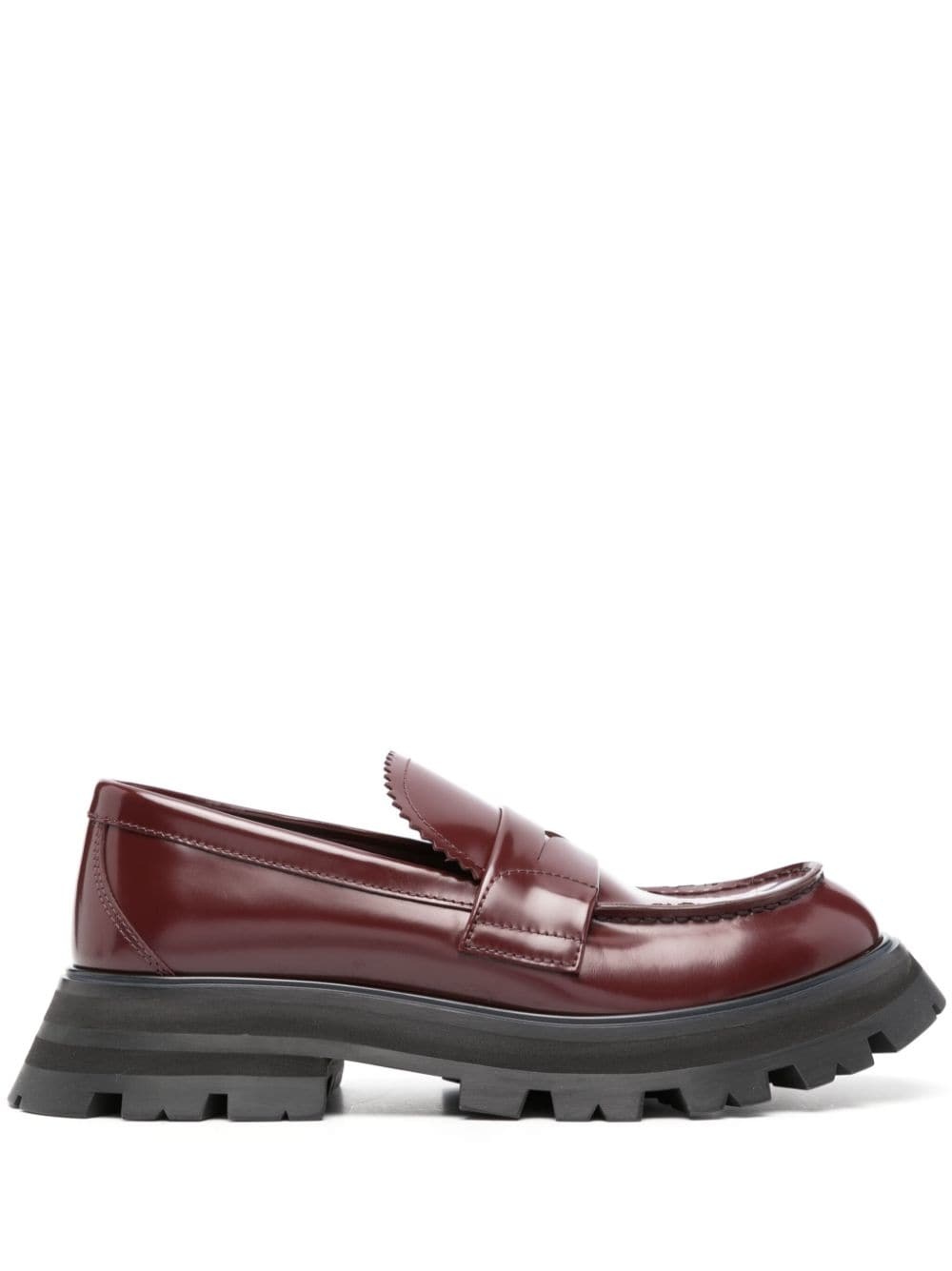 ridged-sole leather loafers - 1