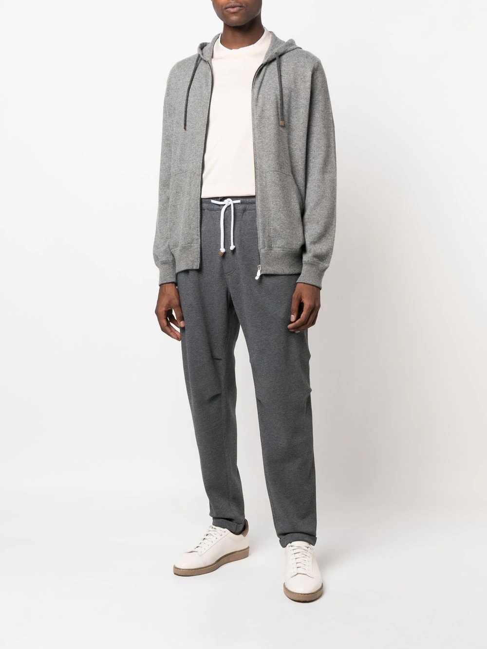 button-fastening cotton track pants - 2