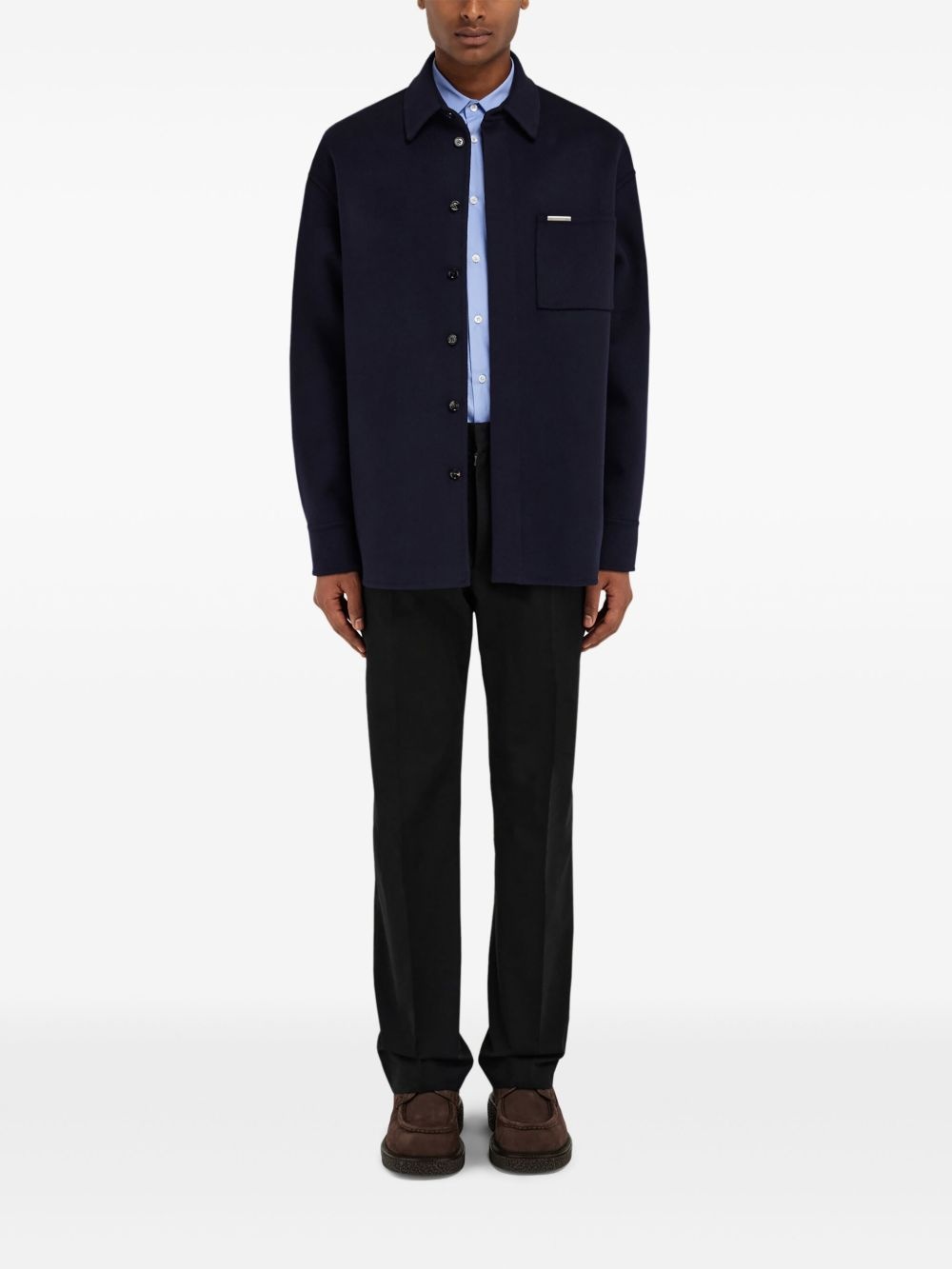 logo-plaque shirt jacket - 2