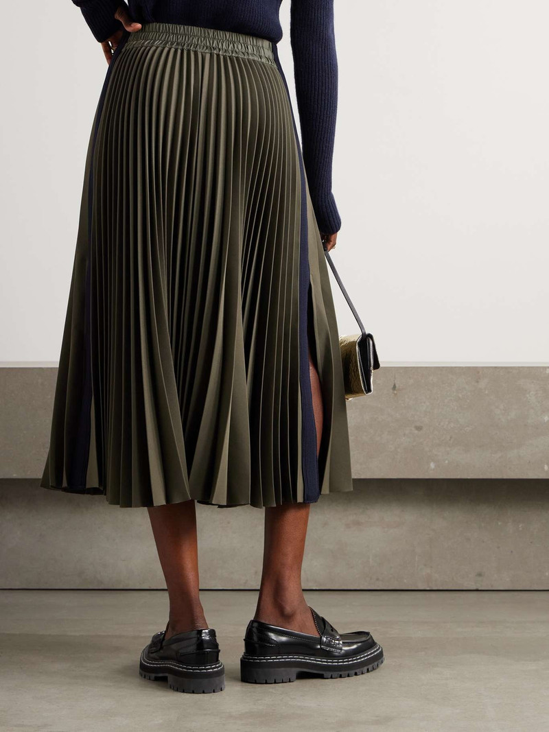Ribbed-knit trimmed pleated tech-jersey midi skirt 3