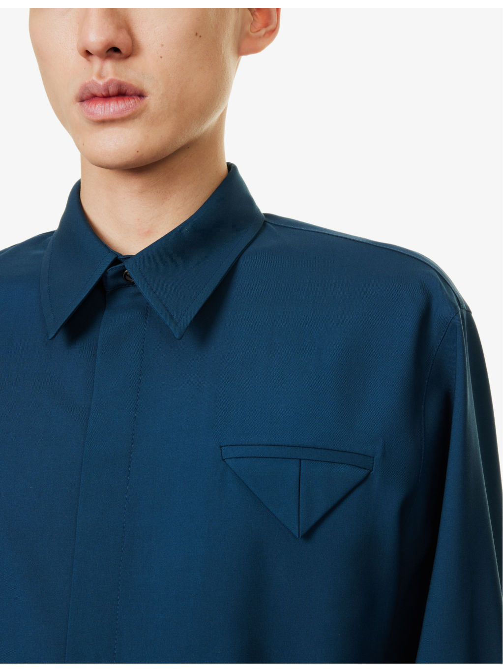 Flap-pocket long-sleeves relaxed-fit wool shirt - 5
