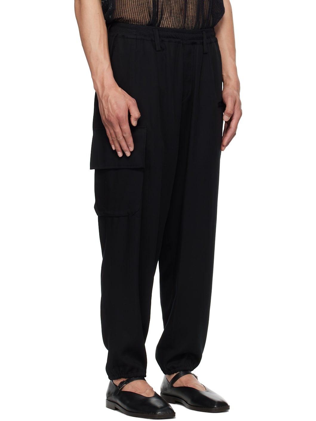 Black Rib Flap P Cargo Pants - 2