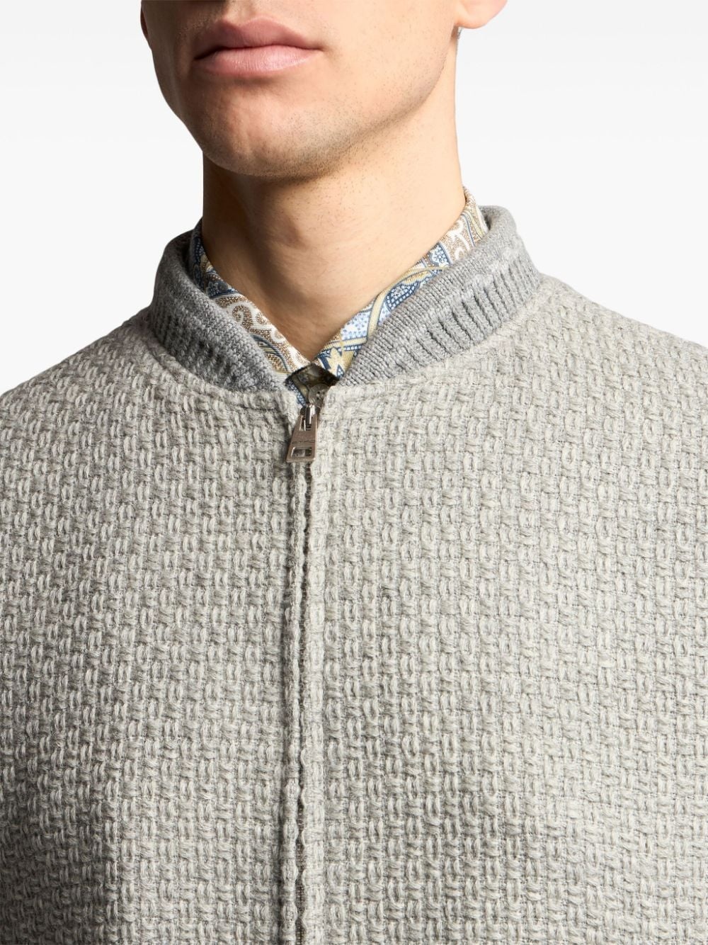 zip-up wool bomber jacket - 4