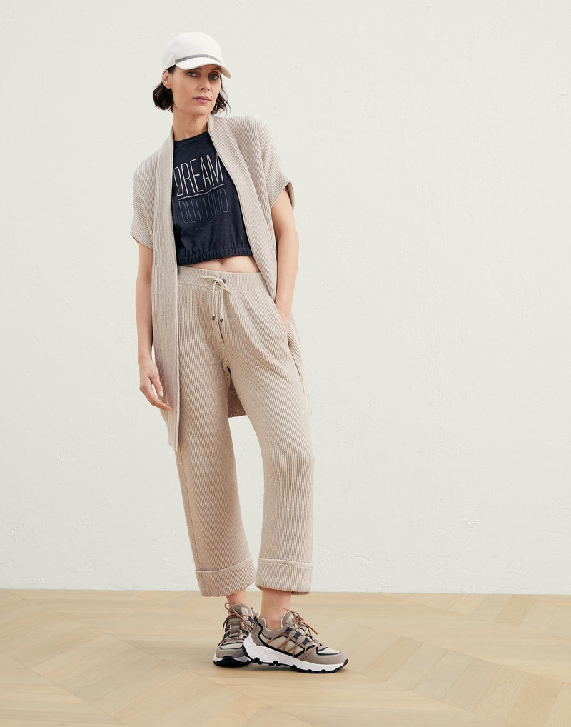Dazzling cotton English rib knit trousers 4