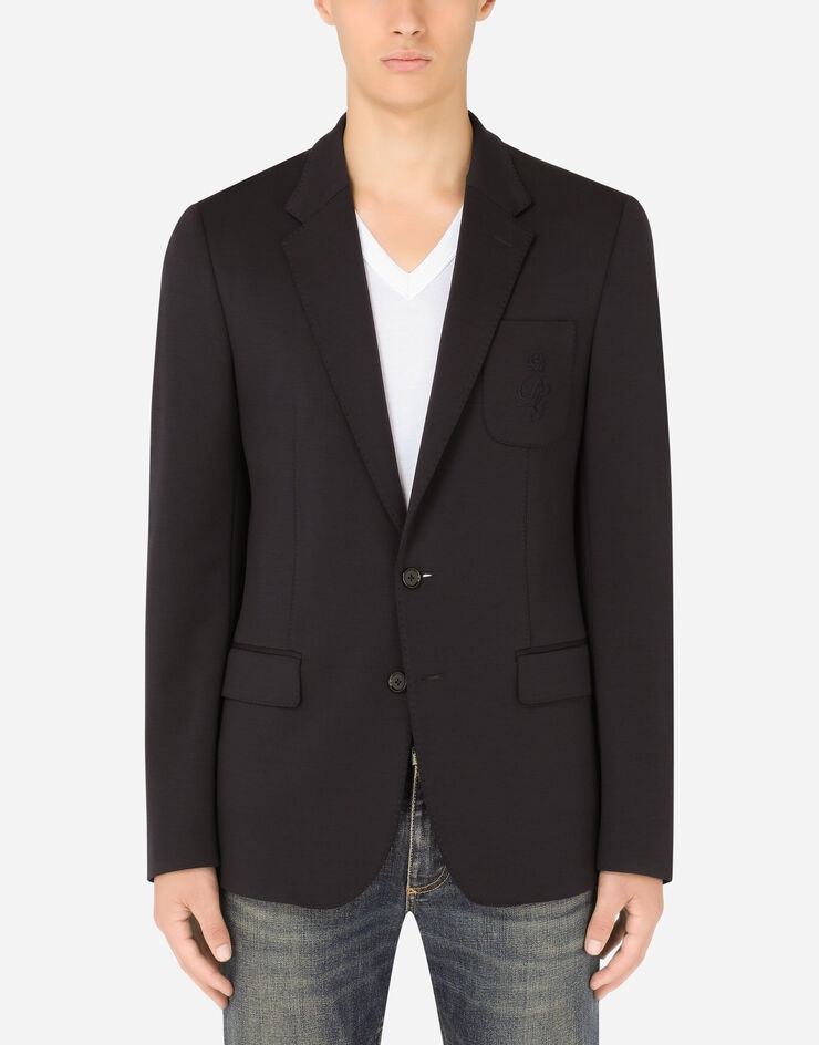 Stretch wool jersey jacket with DG embroidery - 1