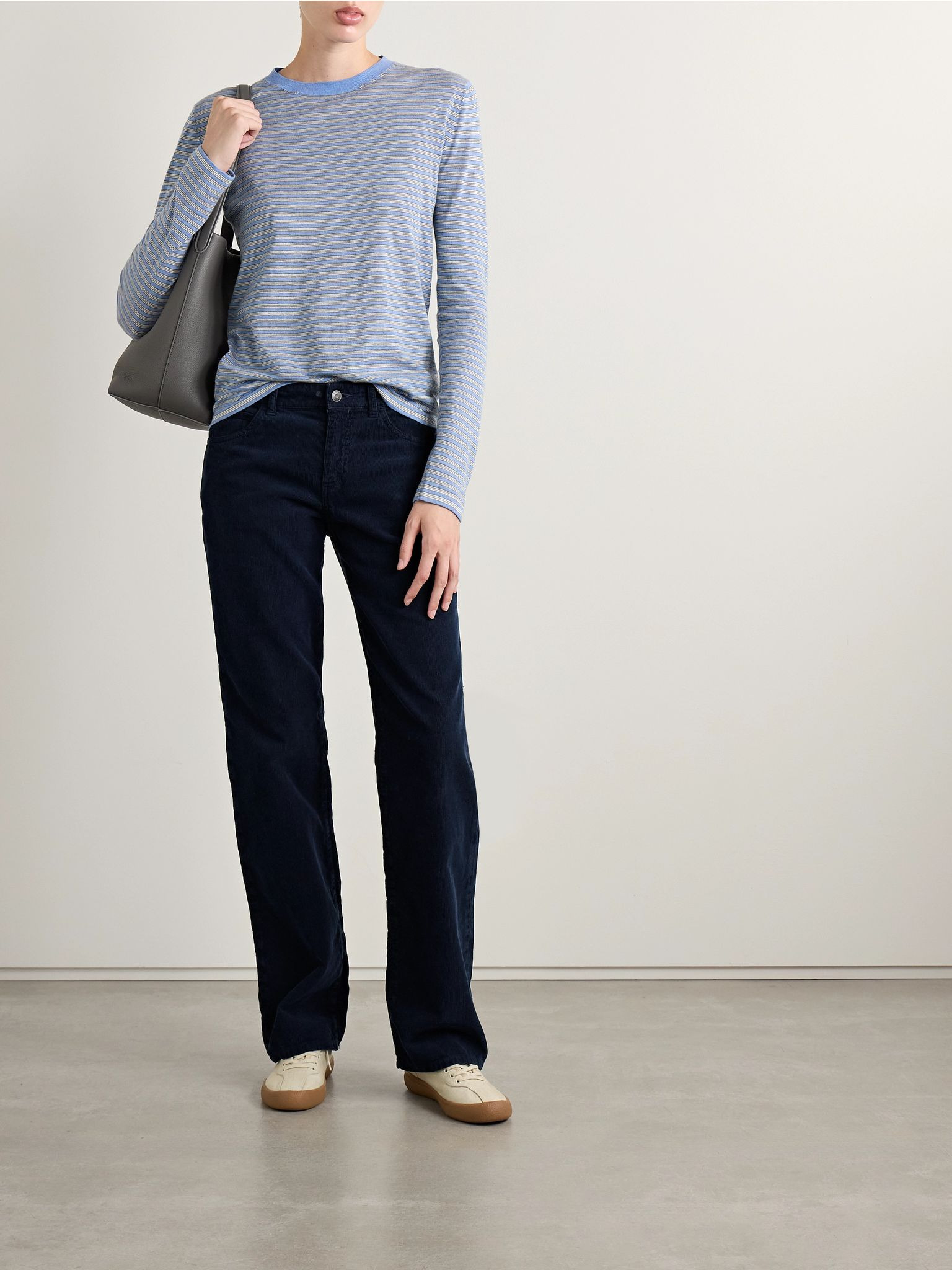 Carlyl cotton-corduroy straight-leg pants Blue - 2