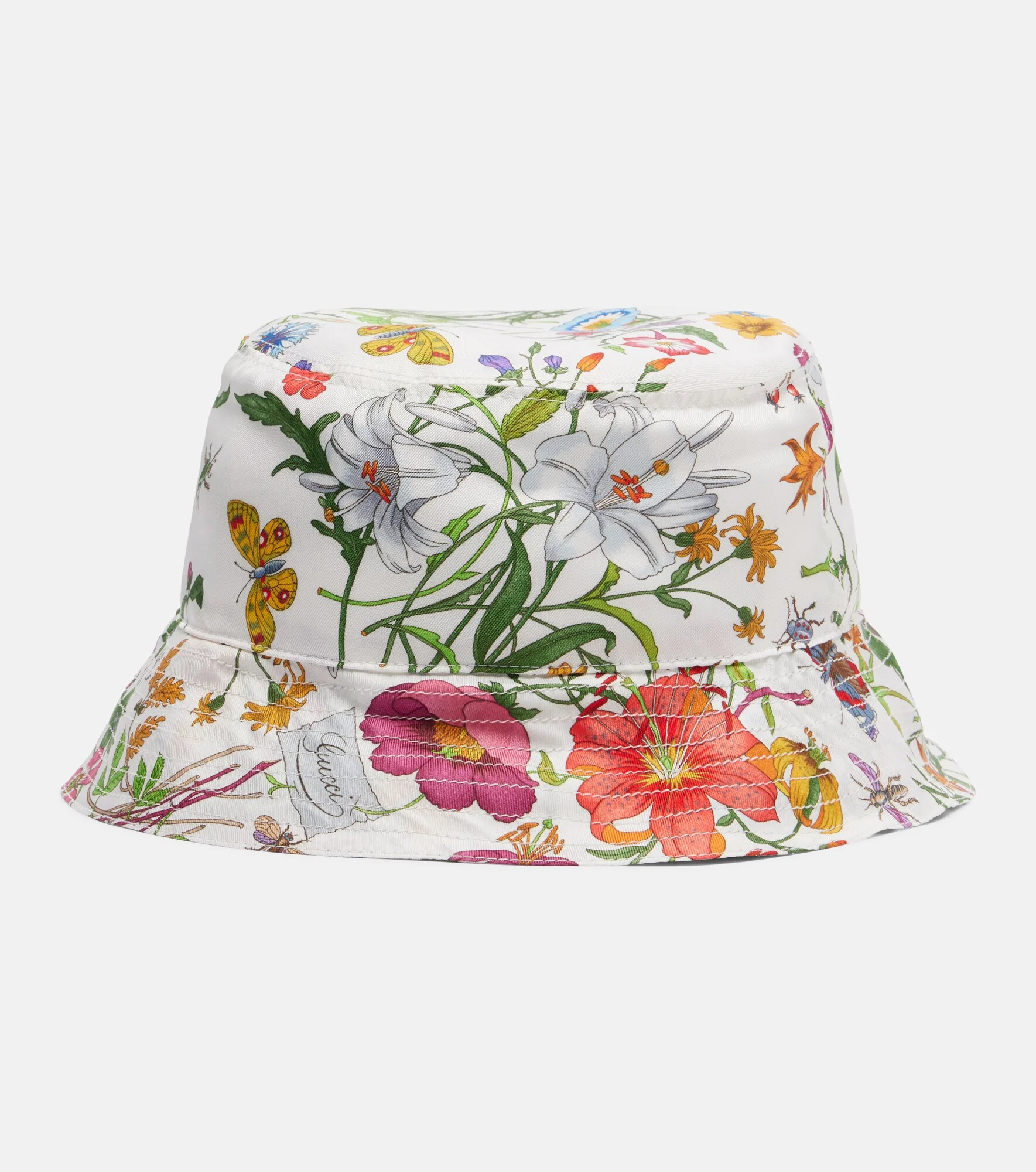 Floral silk bucket hat - 1