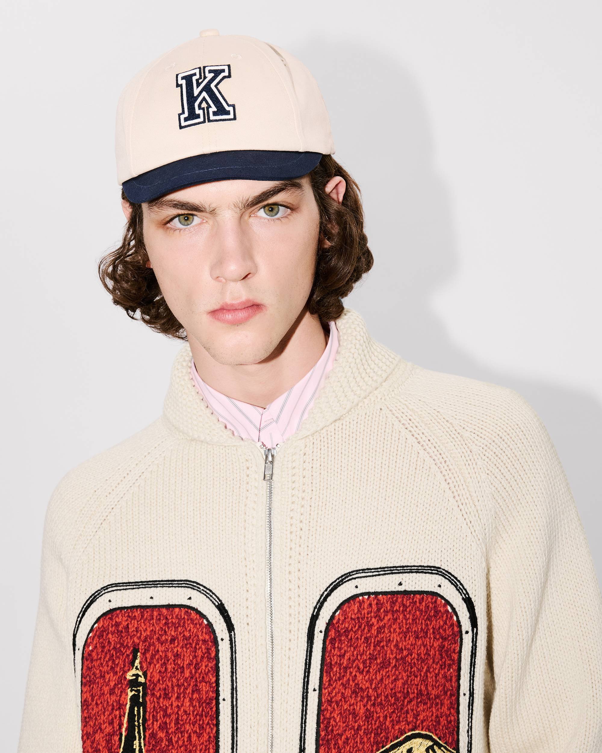 'KENZO City' embroidered zipped knitted cardigan in wool cotton - 6