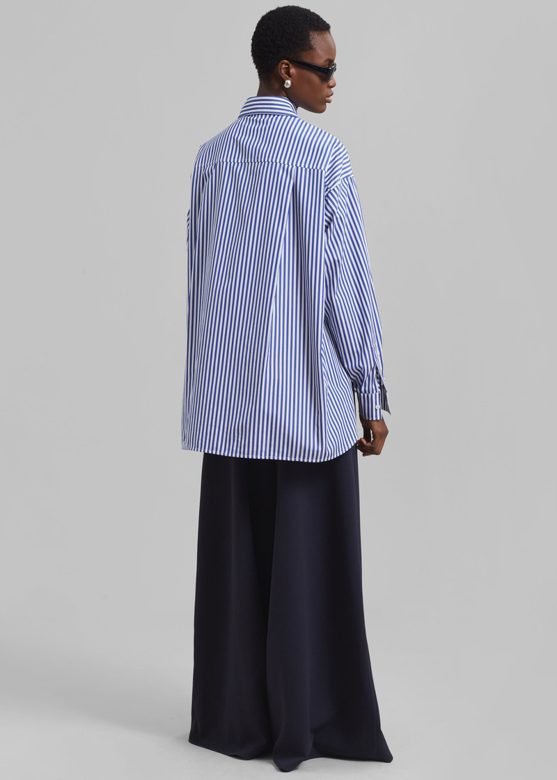 Georgia Boxy Shirt - White/Blue Stripe 13
