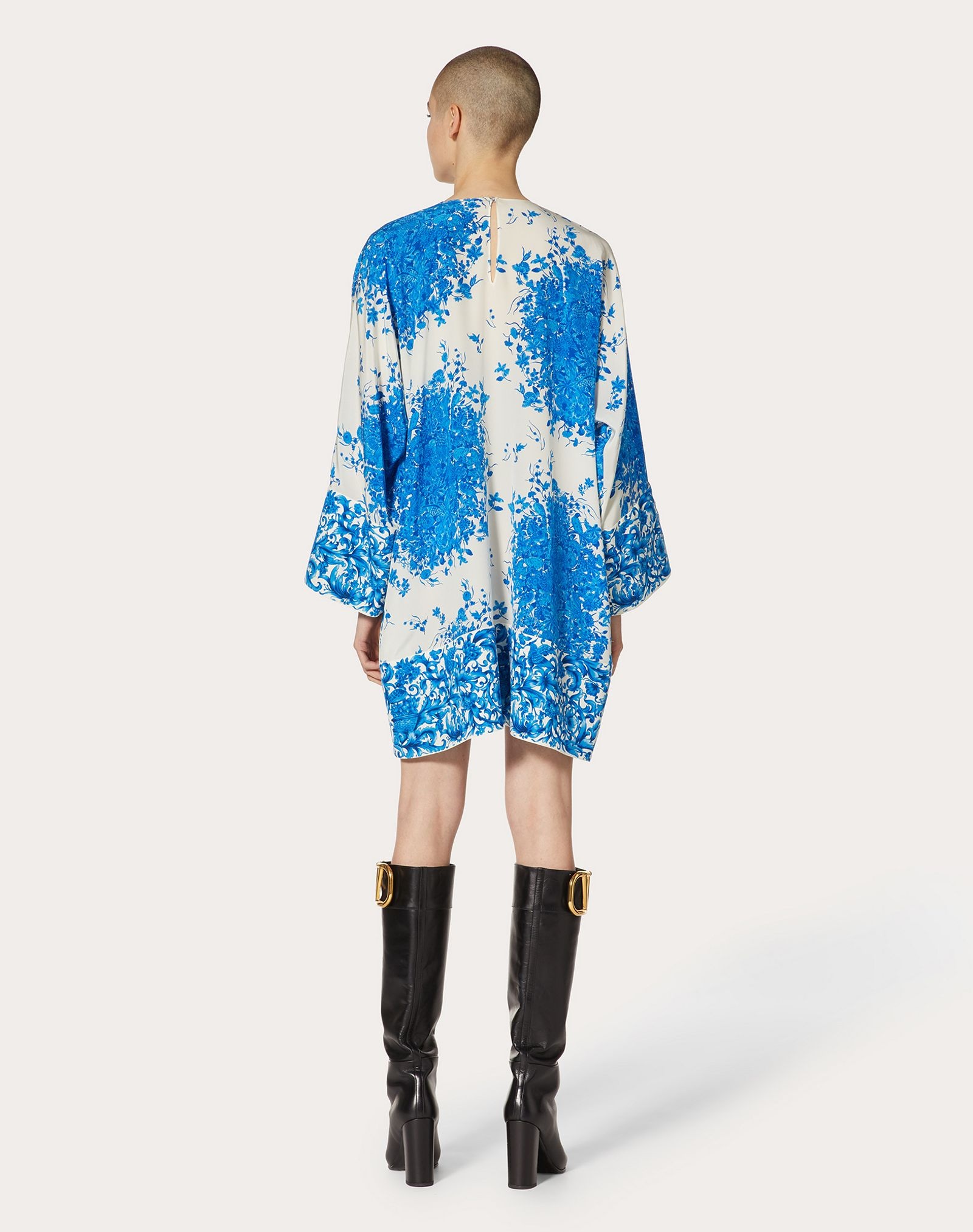 Printed Crepe de Chine Dress - 4