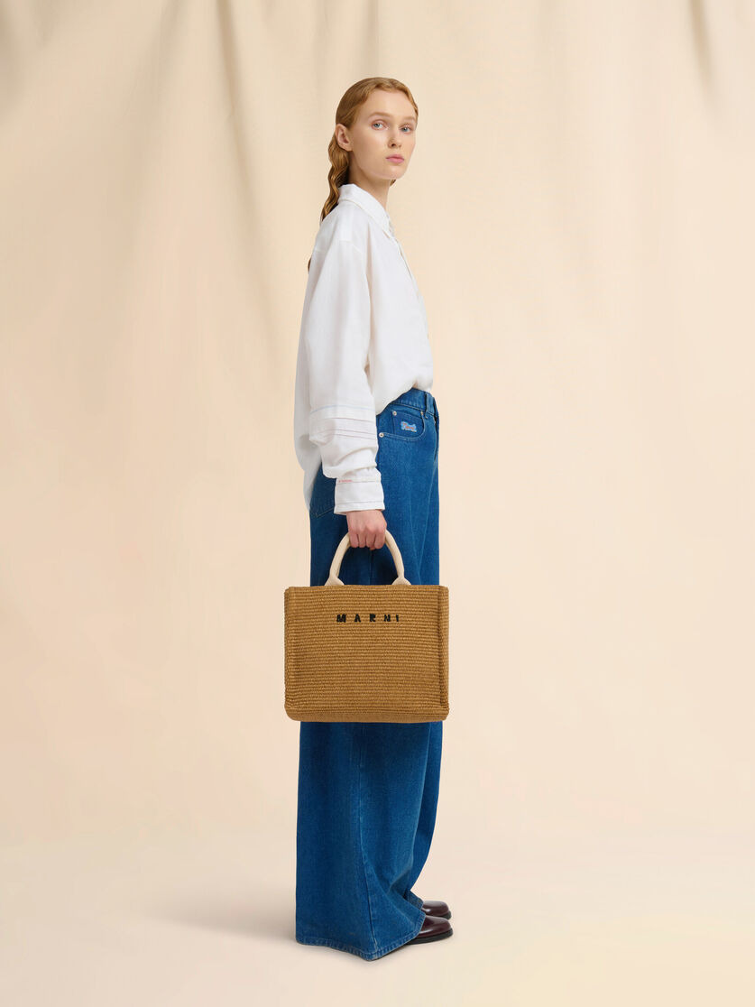 SMALL BROWN RAFFIA TOTE BAG - 2