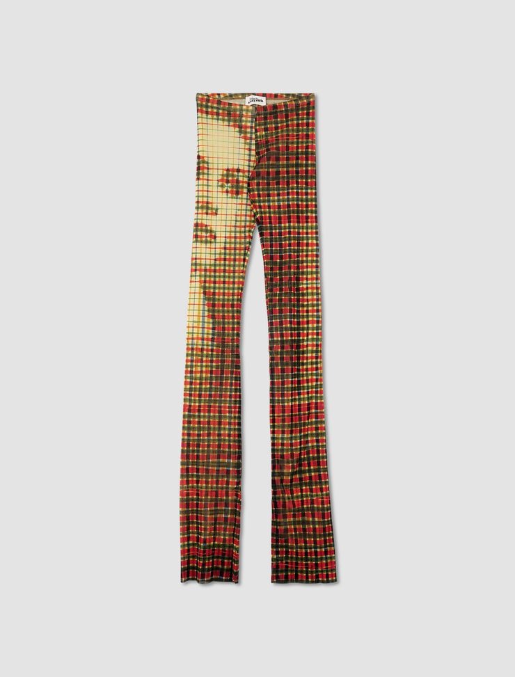 Tartan Face Print Mesh Pants - 1